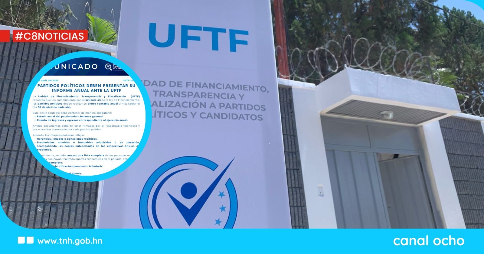 Partidos políticos deben presentar su informe anual ante la UFTF