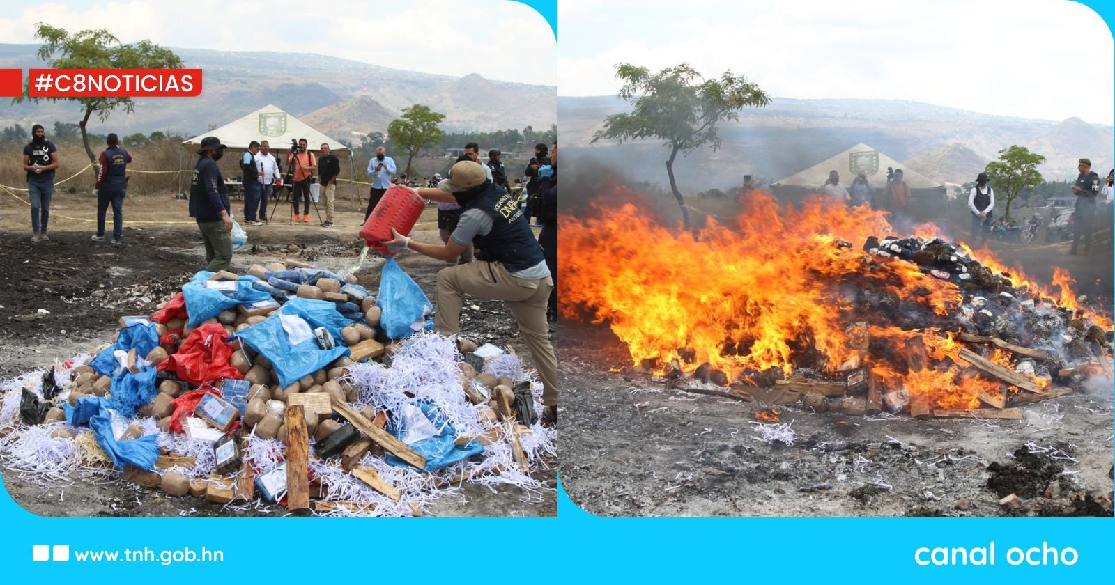 DNPA incinera 786 kilos de cocaína y 417 paquetes de marihuana en Tegucigalpa