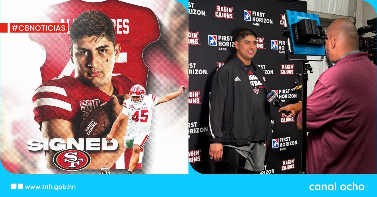 ¡Orgullo! El pateador hondureño Kenny Almendares firma con los 49ers de San Francisco