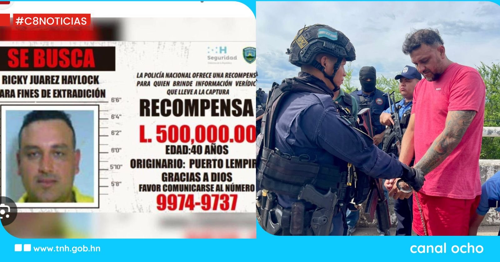 Nicaragua entrega a Honduras a Ricky Wendell Juárez Haylock solicitado por EE. UU.