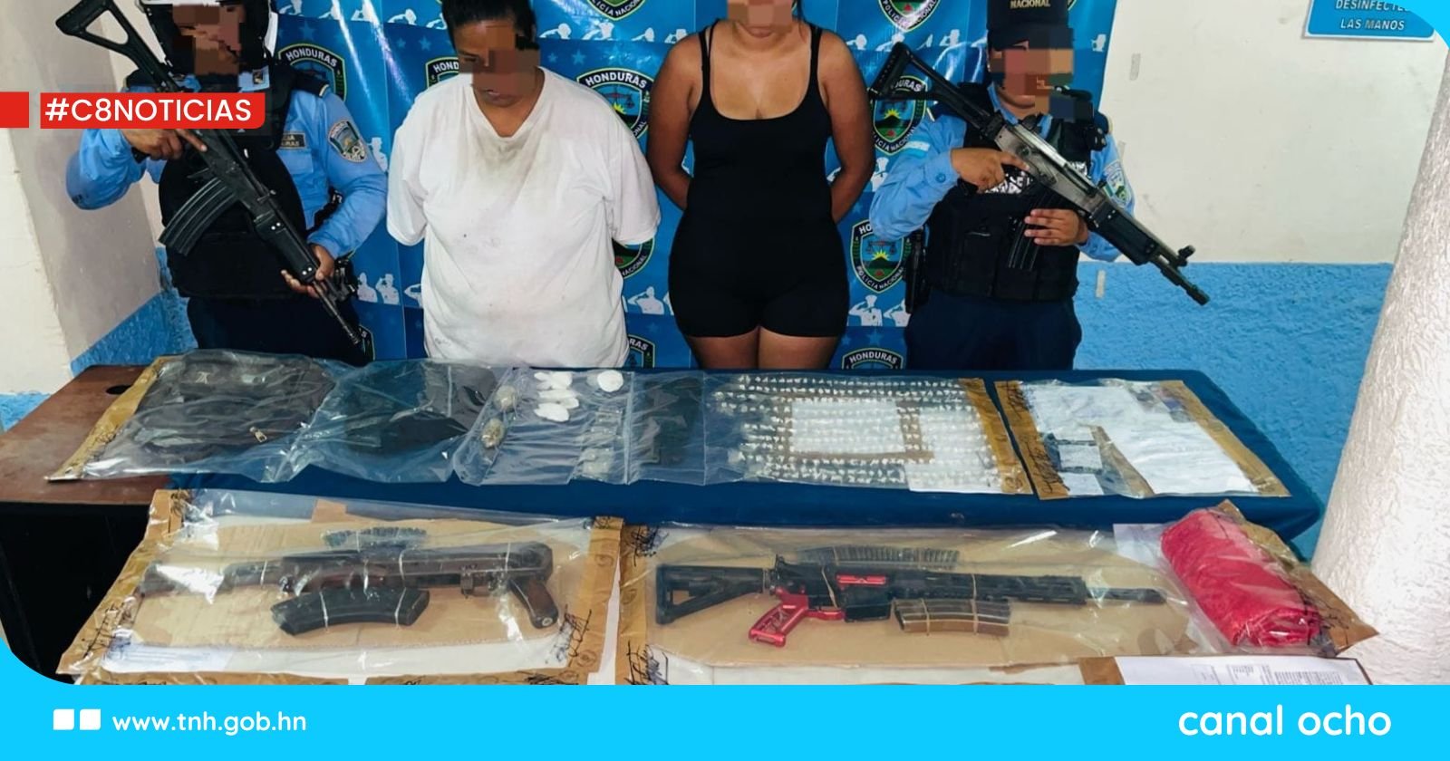 Alias «La Chela» y «La Diabla» miembros activos de la Pandilla 18 son detenidas con armas y drogas en SPS
