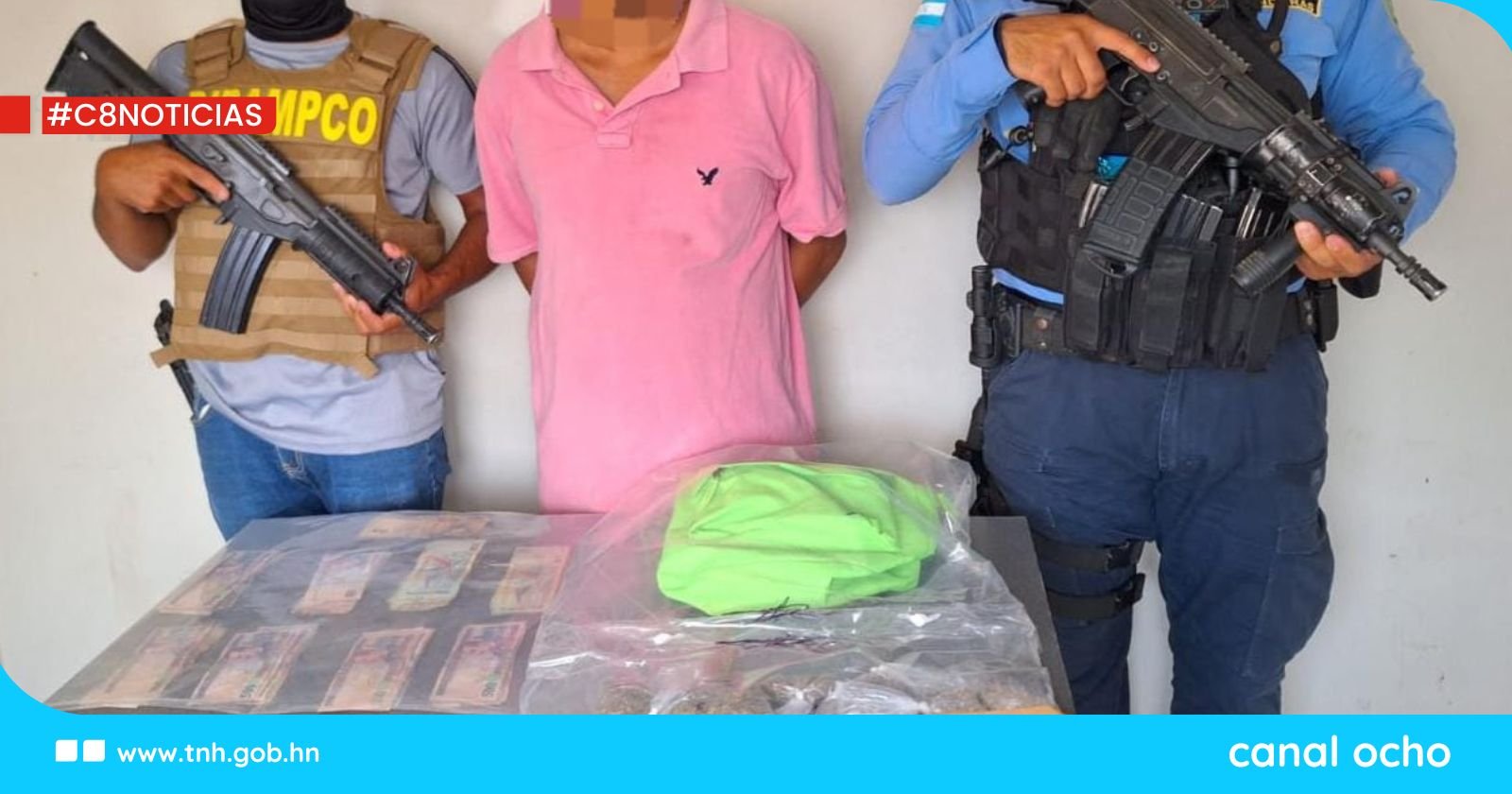 Policía Nacional captura a supuesto traficante de drogas con más de L60,000 en Sonaguera, Colón