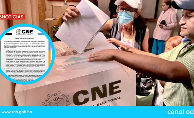CNE cierra esta noche la recepción de planillas de partidos que no participaron en internas