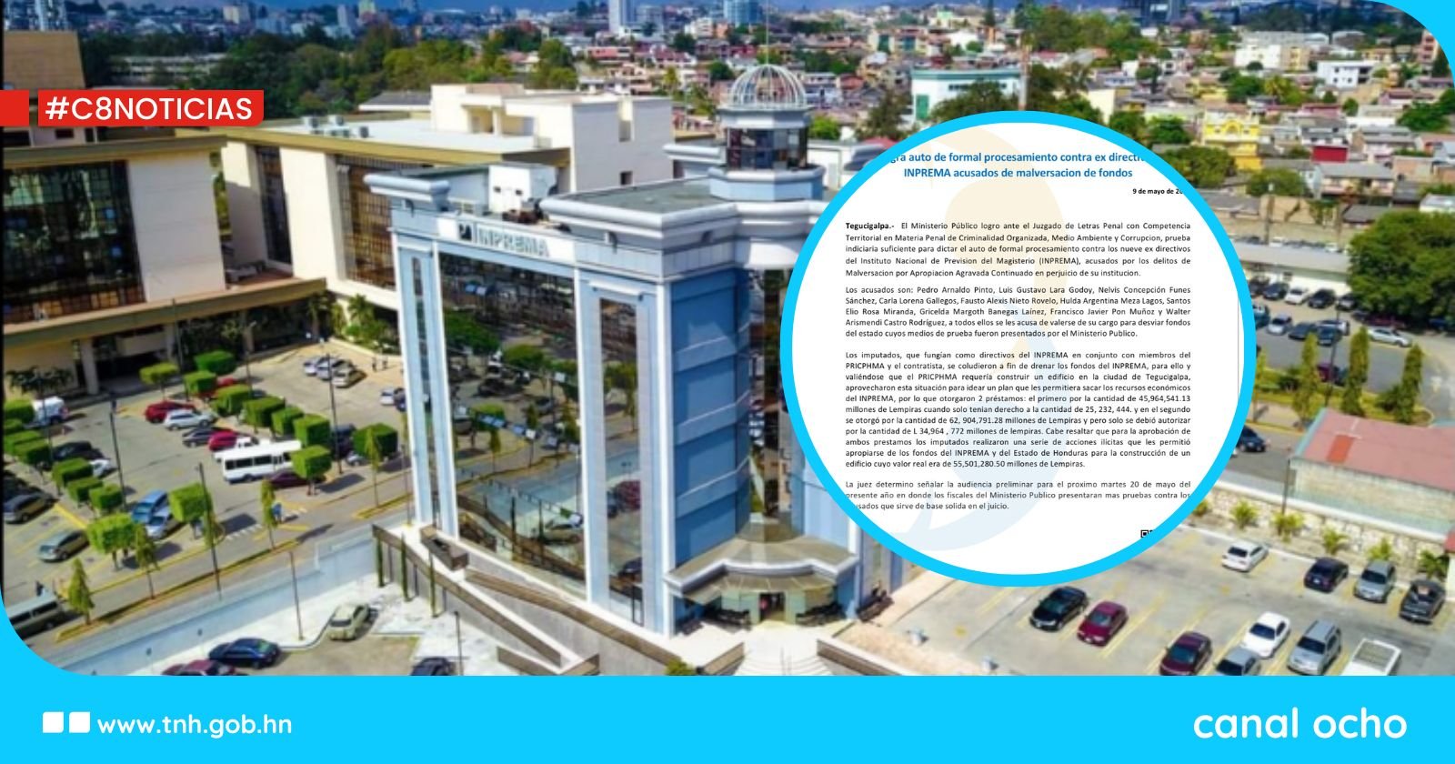 MP logra auto de formal procesamiento contra ex directivos del Inprema