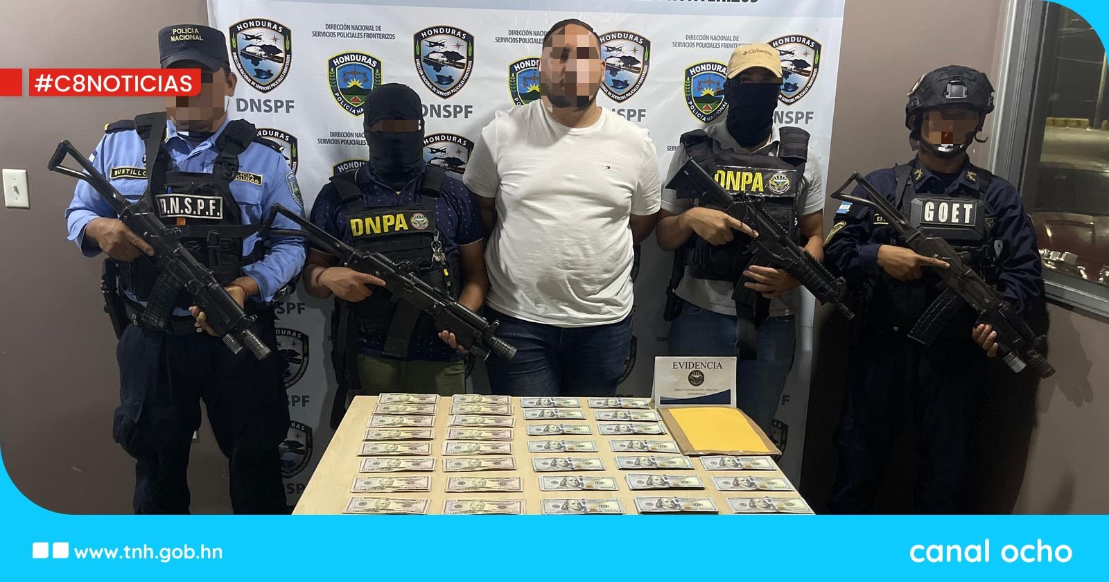 Policías Antidrogas detienen a hombre con 15 mil dólares en frontera El Amatillo, Valle