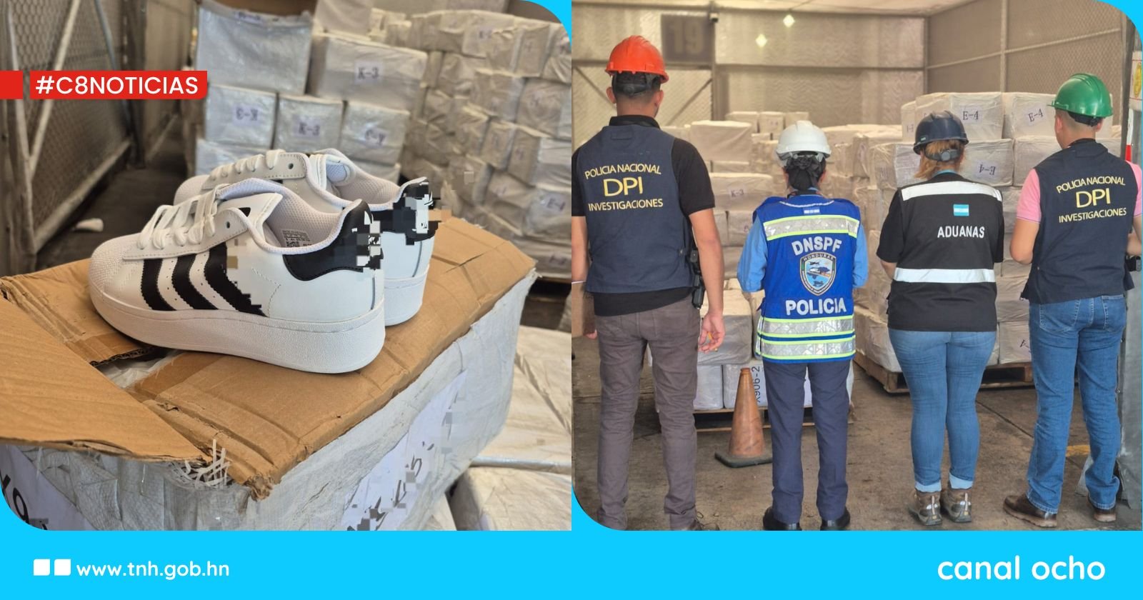 Decomisan cargamento de zapatos pirata valorado en L49 millones